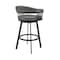 Armen Living Bronson 29" Bar Height Swivel Bar Stool in Black Finish and Gray Faux Leather 721535761890 - alternate 6